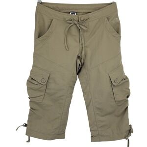 The North Face Cargo Capri Pants Womens 6 Tan Nylon Hiking Utility Gorpcore Tie